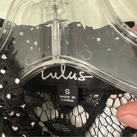 Lulu's Black and White Lace Blouse - Picture 9 of 14